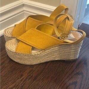 Yellow Espadrille Wedge Sandals